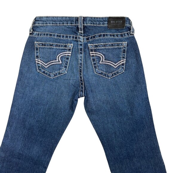 Big Star Remy Bootcut Jeans Womens 28 31 Medium Wash Embroidered Blue Denim - Picture 6 of 8